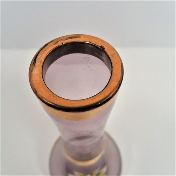 VTG Norleans Purple Vase Floral Hand Painted Enameled Flowers Gold Trim Japan - Picture 6 of 6